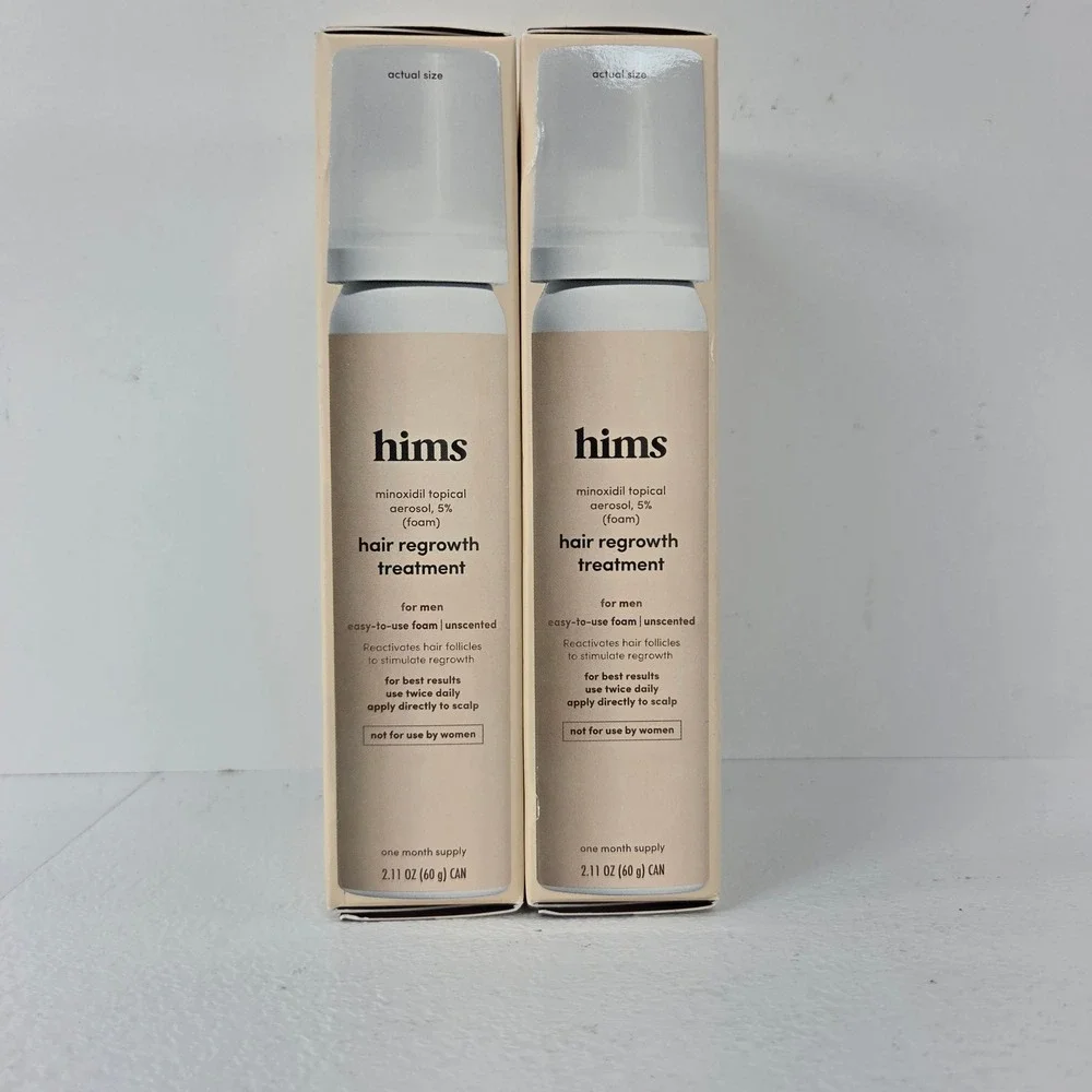 2pk Hims Minoxidil 5% Hair Regrowth Treatment Foam for Men Unscented 2.11oz Cans
